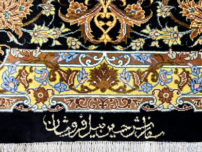 6'6"x10' Exquisite Hand-Knotted 100% Silk Qume Rug