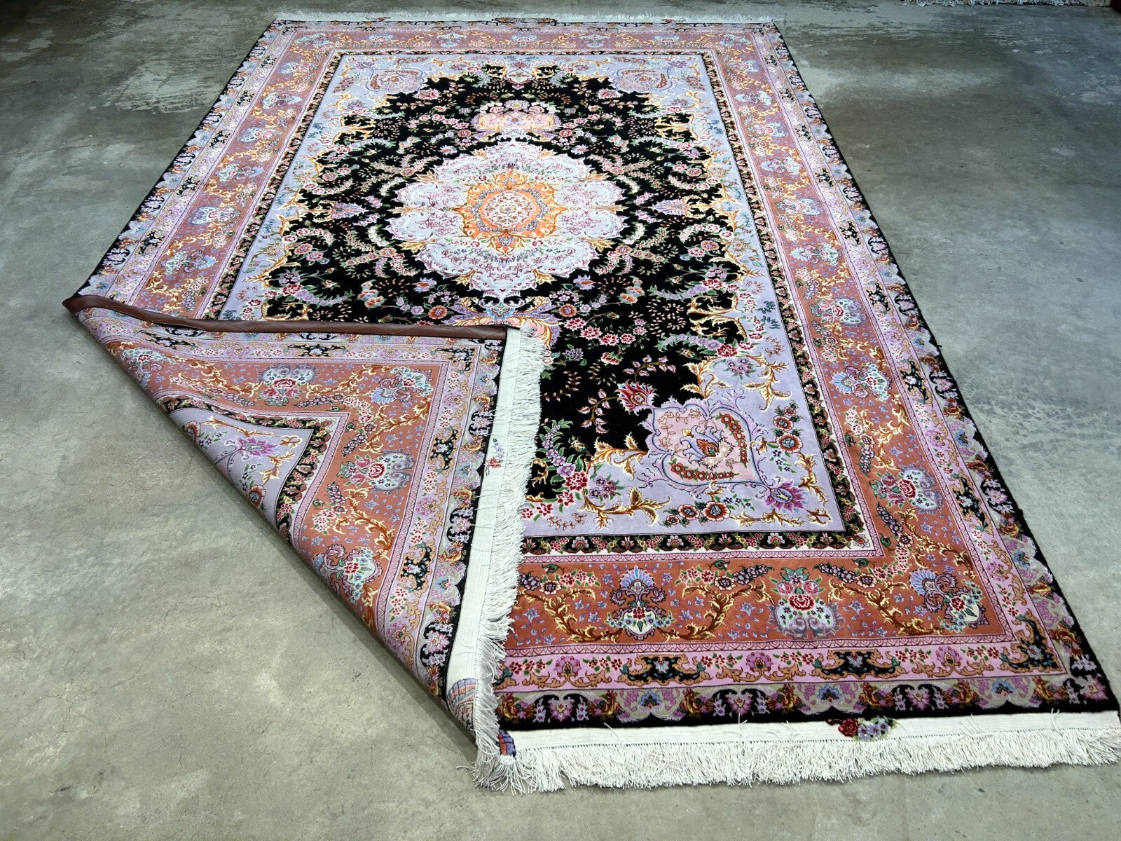 6'8"x10' Extra-Fine Hand-Knotted Wool & Silk Blend Tabrize Carpet - Area Rug