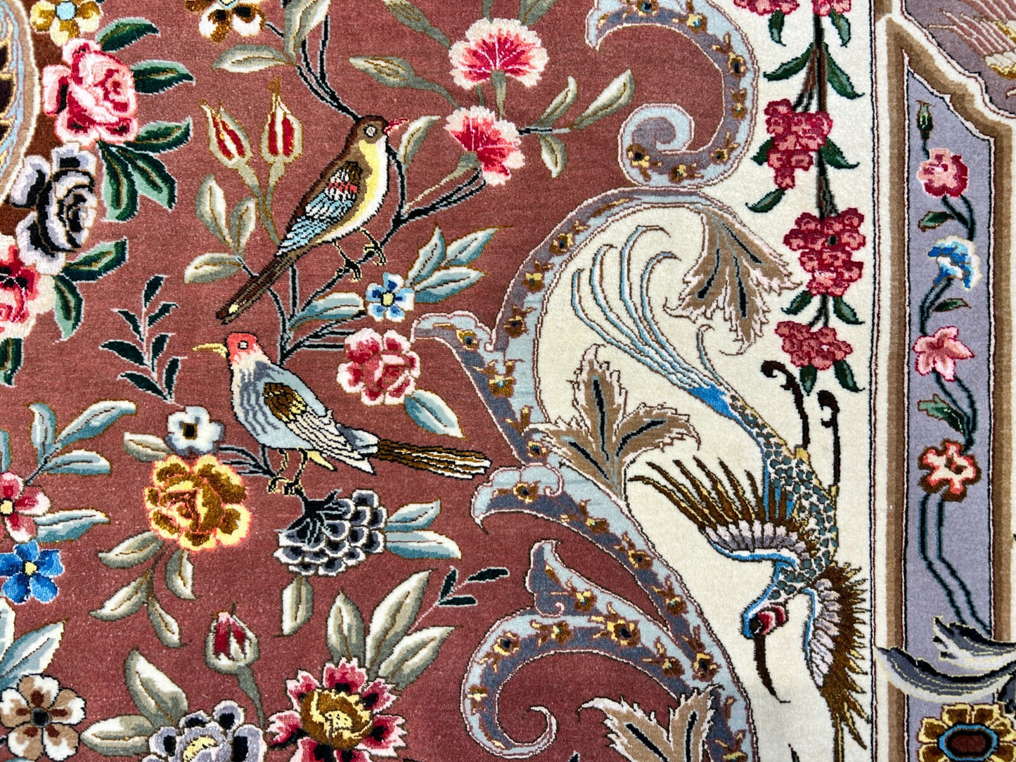 6'9"x9'10" Extra-Fine Hand-Knotted Wool & Silk Blend Tabrize Carpet - Area Rug