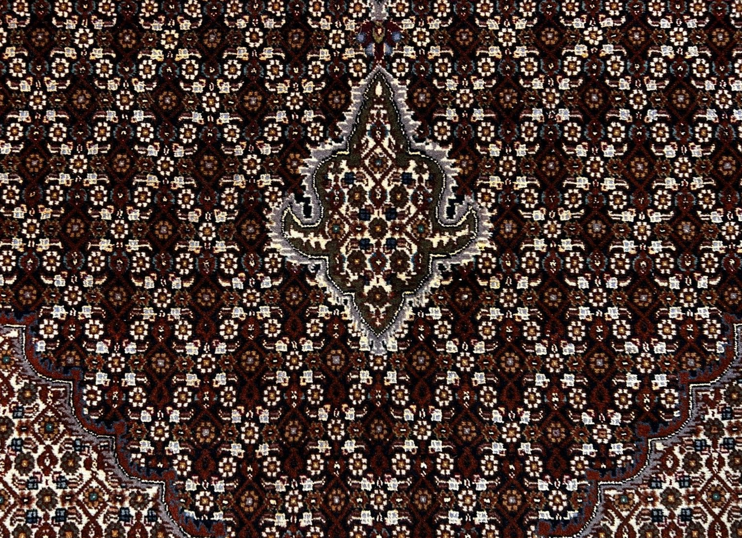 8'4"x11'3" Fine Hand-Knotted Wool & Silk Oriental Rug - Area Carpet