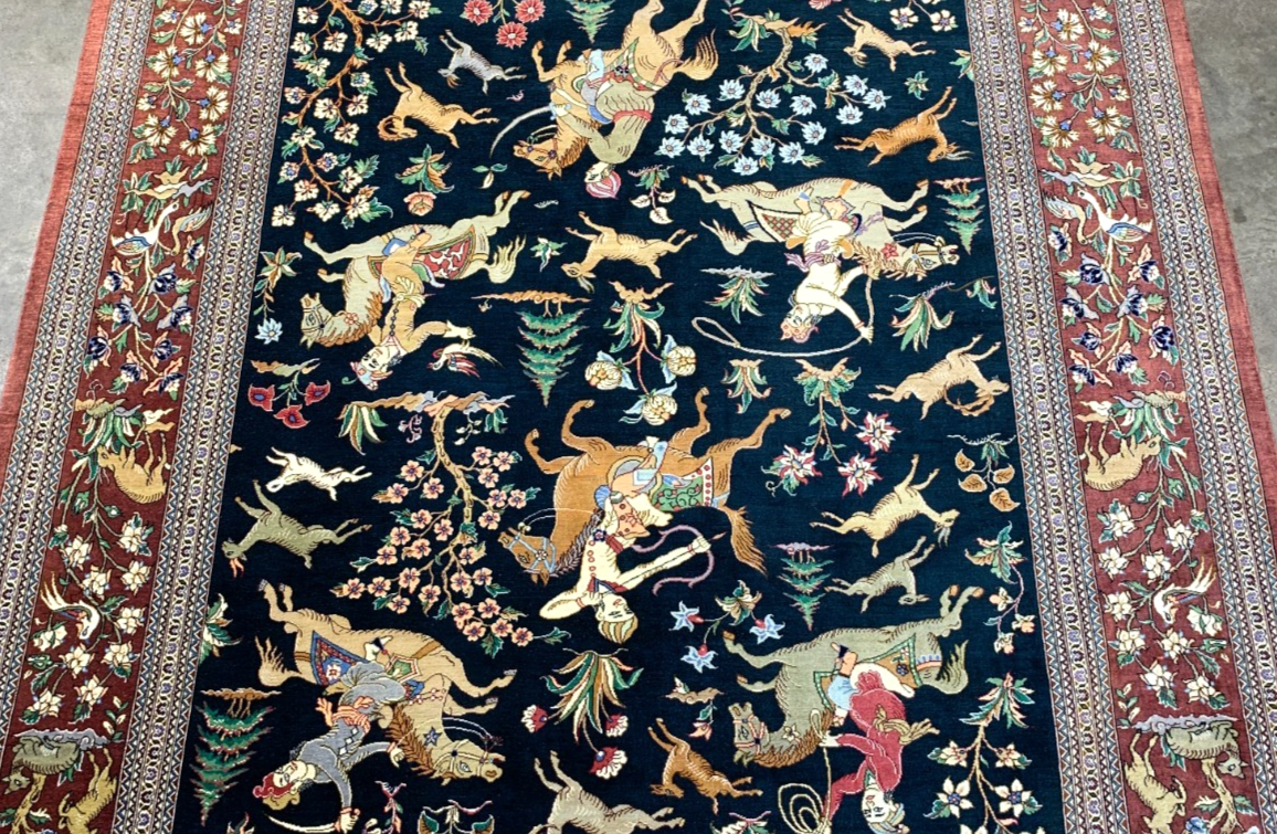 4'3"x6'8" Exquisite Extra-Fine Hand-Knotted 100% Silk Qume Area Rug - Carpet