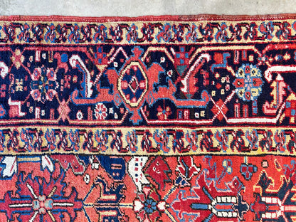 Collector Item - 8'6"x11'4" Antique Fine Wool Herize Hand-Knotted Rug