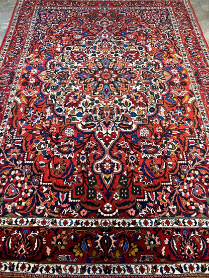 6'11"x9'8" Hand-Knotted 100% Wool Pile Bakhtiarie Carpet - Area Rug