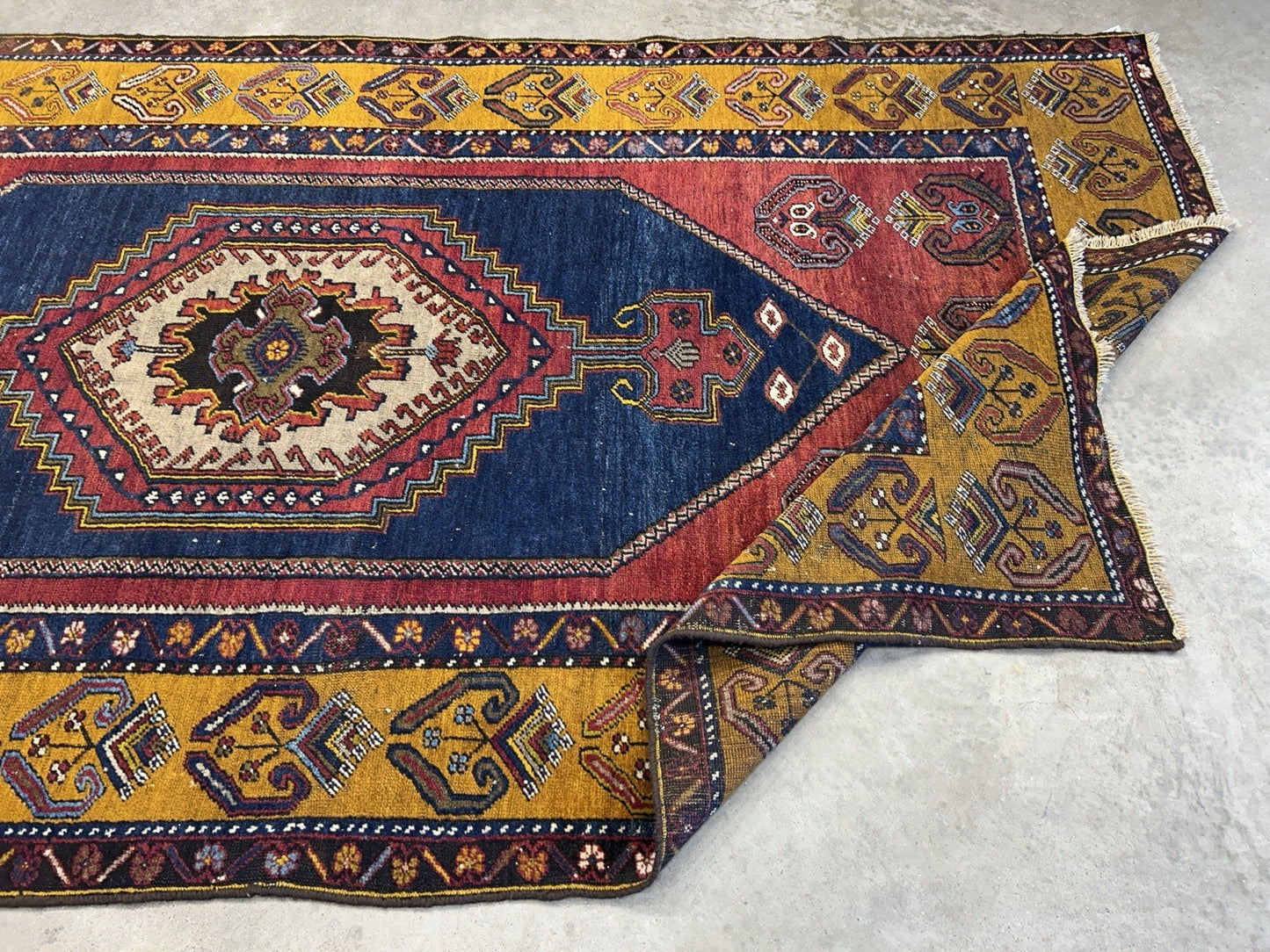 4'2"x8'1" Antique Hand-Knotted 100% Wool Pile Kazak Caucasian Area Rug - Carpet