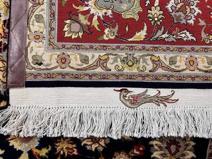 8'7"x12'3" Very Fine Hand-Knotted Wool & Silk Tabrize Area Rug - Carpet