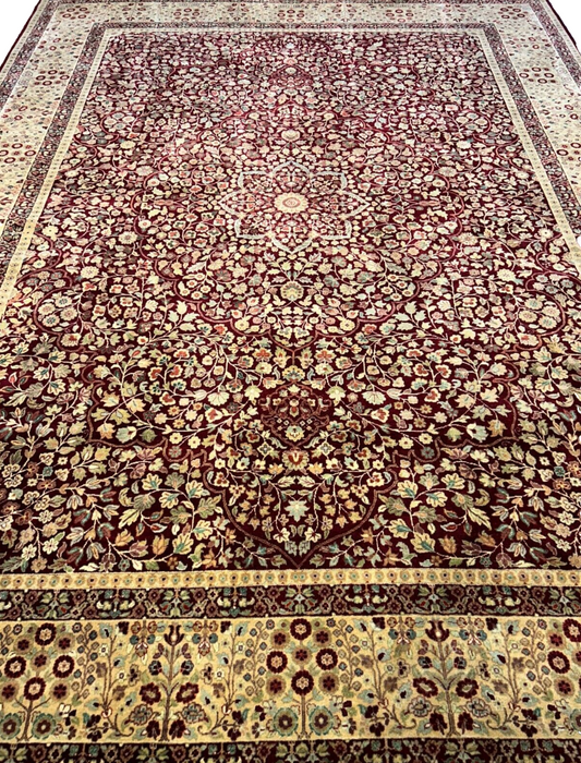 9'x12' Hand-Knotted 100% Lamb Wool Pile Persiane Design Carpet - Area Rug