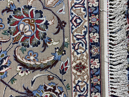  8'6"x12'1'' Very Fine Silk & Wool Isfahane Area Rug - Area Carpet