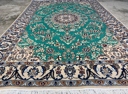 3'3"x4'9'' Very Fine Hand-Knotted Silk & Wool Naine Area Rug - Carpet