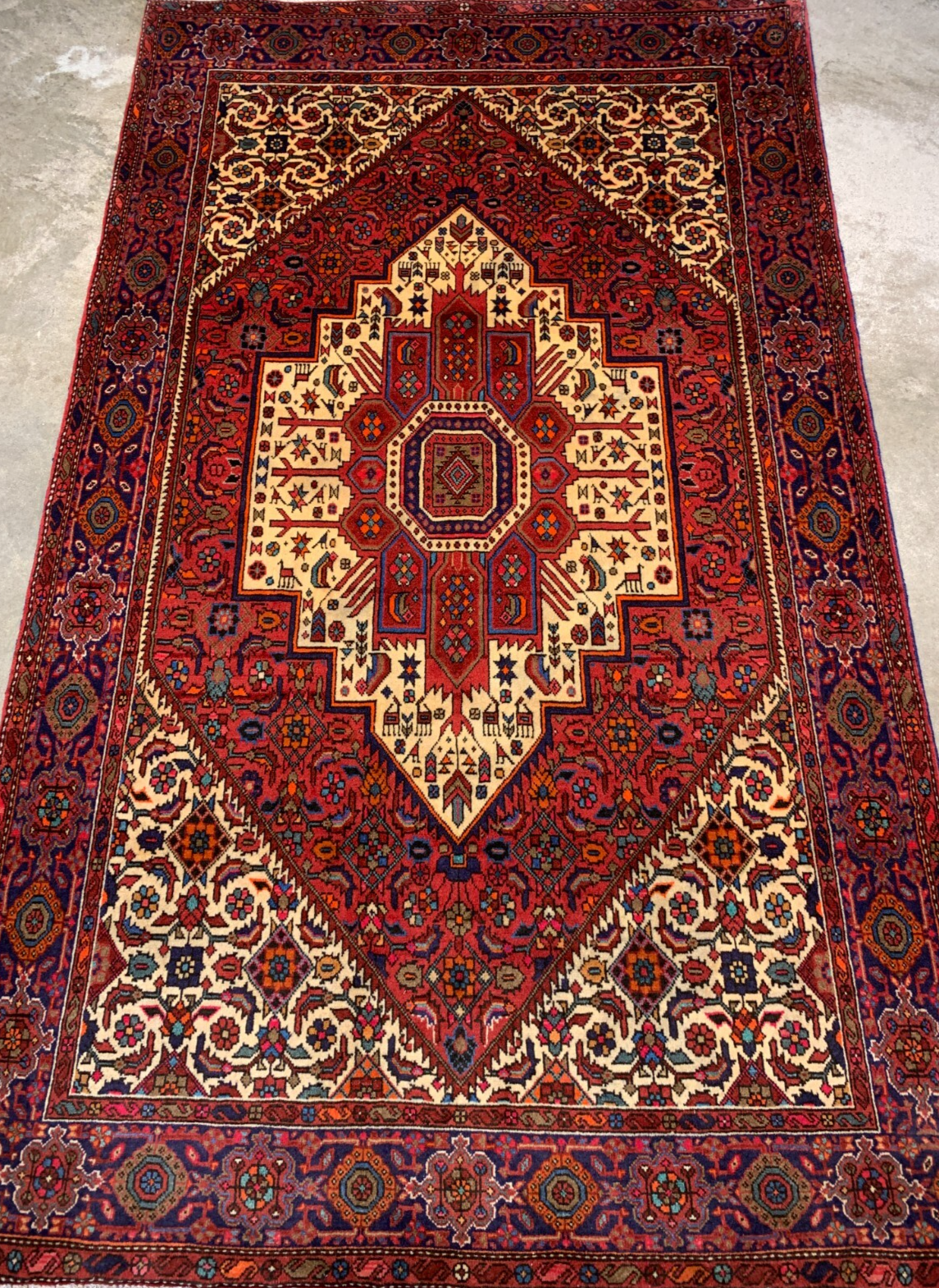 4'x6'7" Hand-Knotted 100% Wool Pile Bijare Gholtogh Carpet - Area Rug