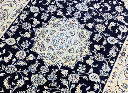 4'2" x 6'8'' Very-Fine Naine Hand-Knotted Wool / Silk Naine Area Rug