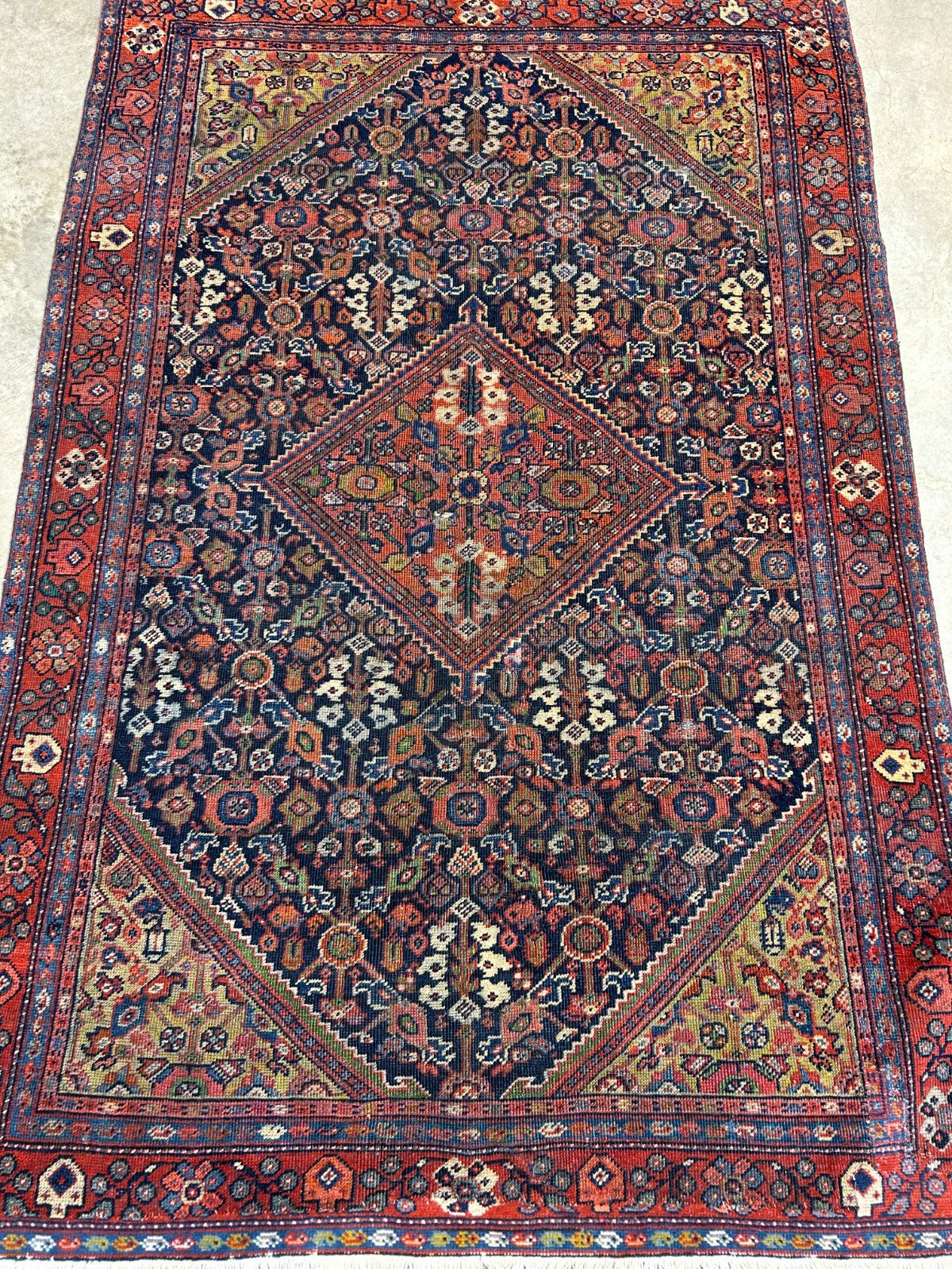 4'4"x6'6" Antique Hand-Knotted 100% Wool Pile Sennehe Area Rug - Carpet