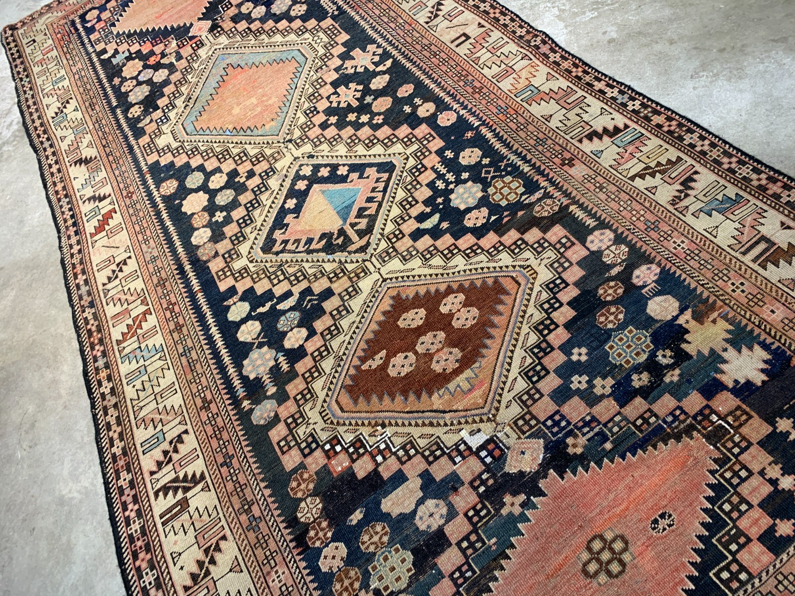 4'9"x10'2" Collector Antique Hand-Knotted 100% Wool Pile Caucasian Rug
