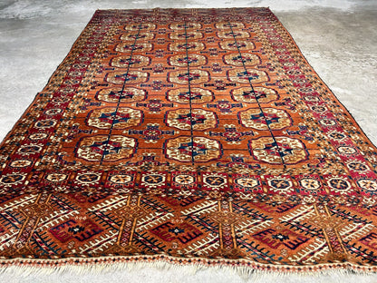 3'10"x6' Antique Hand-Knotted 100% Wool Pile Turkman Bokhara Rug