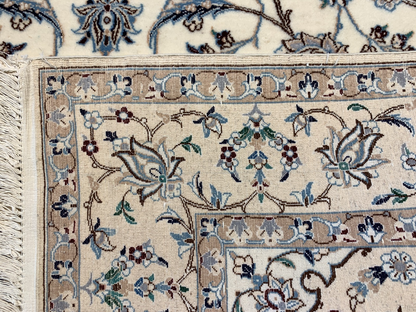 4'x6'4" Fine Hand-Knotted Wool & Silk Blend Naine Carpet - Area Rug