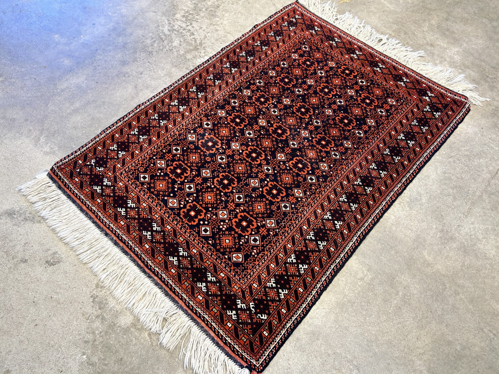 3'2"x4'6" Hand-Knotted 100% Wool Pile Afghan Area Rug