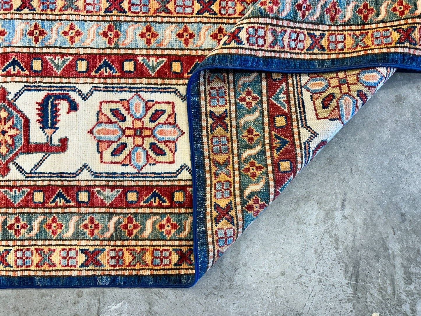 8'9"x11'11" Hand-Knotted 100% Wool Pile Kazak Design Carpet - Area Rug