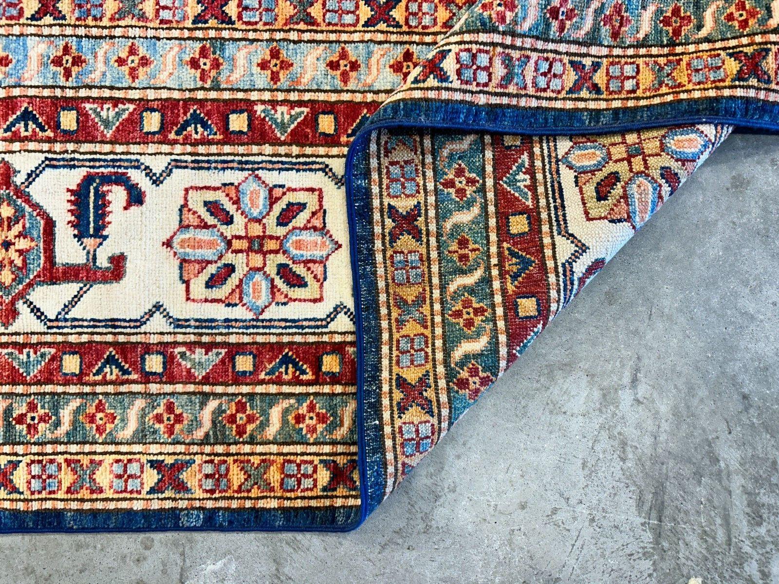 8'9"x11'11" Hand-Knotted 100% Wool Pile Kazak Design Carpet - Area Rug