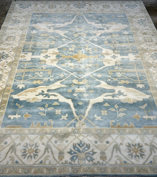 7'10" x 10'0" Hand-Knotted 100% Wool Carpet - Indian Oushak Area Rug