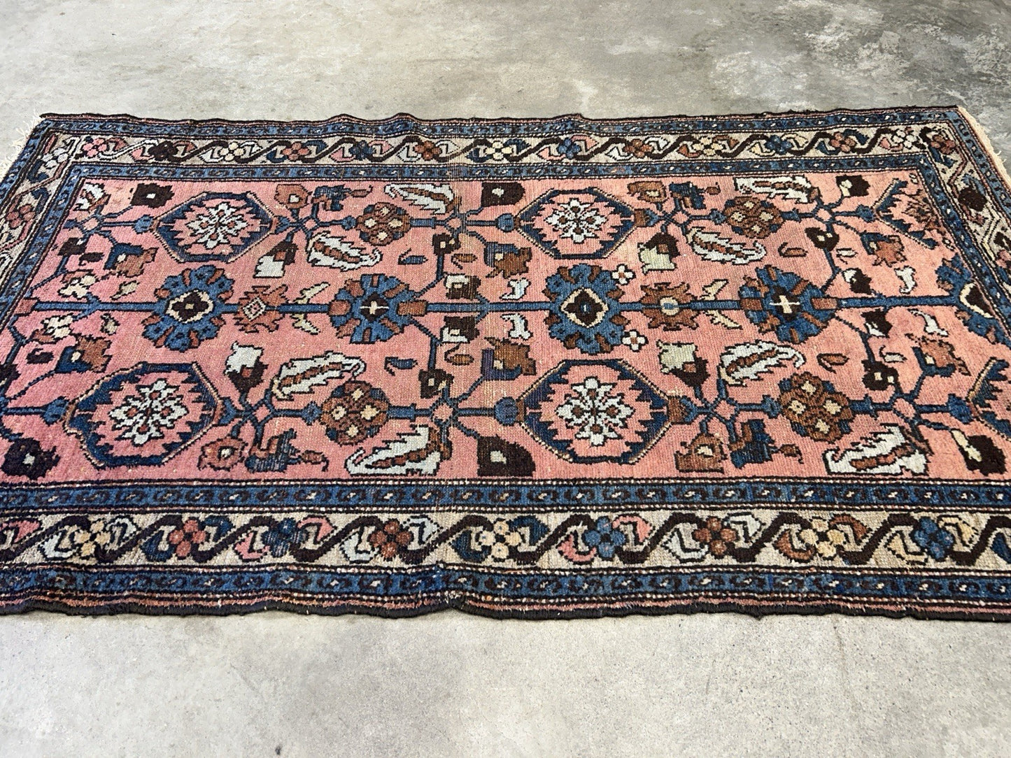 3’3”x6’ Antique Hand-Knotted 100% Wool Pile Hamadane Area Rug - Carpet