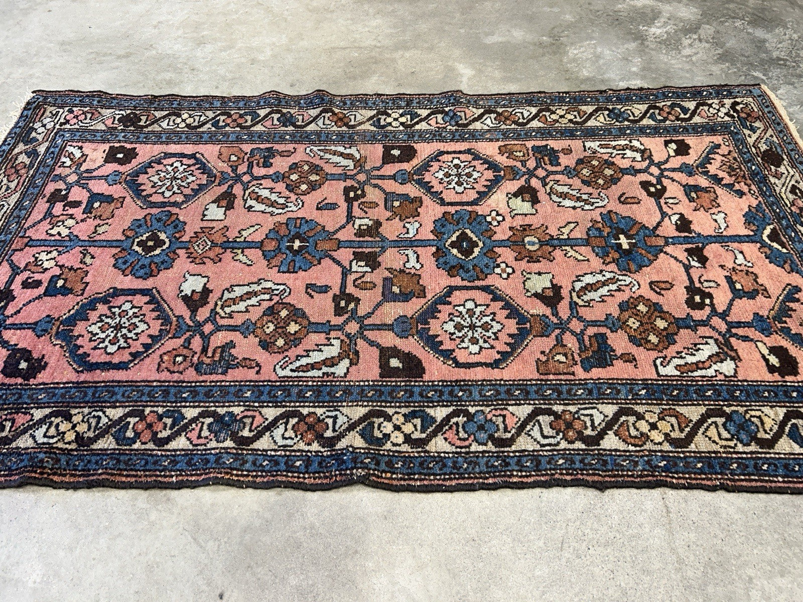 3’3”x6’ Antique Hand-Knotted 100% Wool Pile Hamadane Area Rug - Carpet