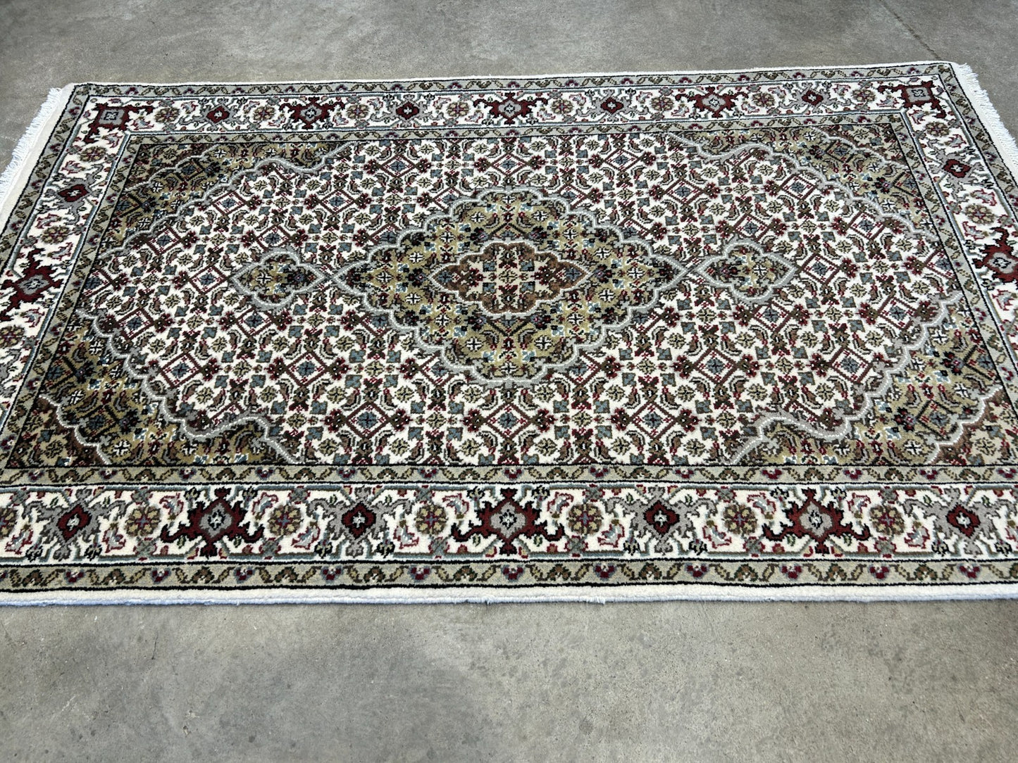 3'x5' Hand-Knotted Wool & Silk Pile Tabrize Mahi Rug