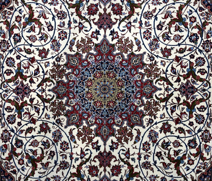 6'6"x10'2" Extra-Fine Hand-Knotted Wool & Silk  Isfahane Seirafian Rug - Signed