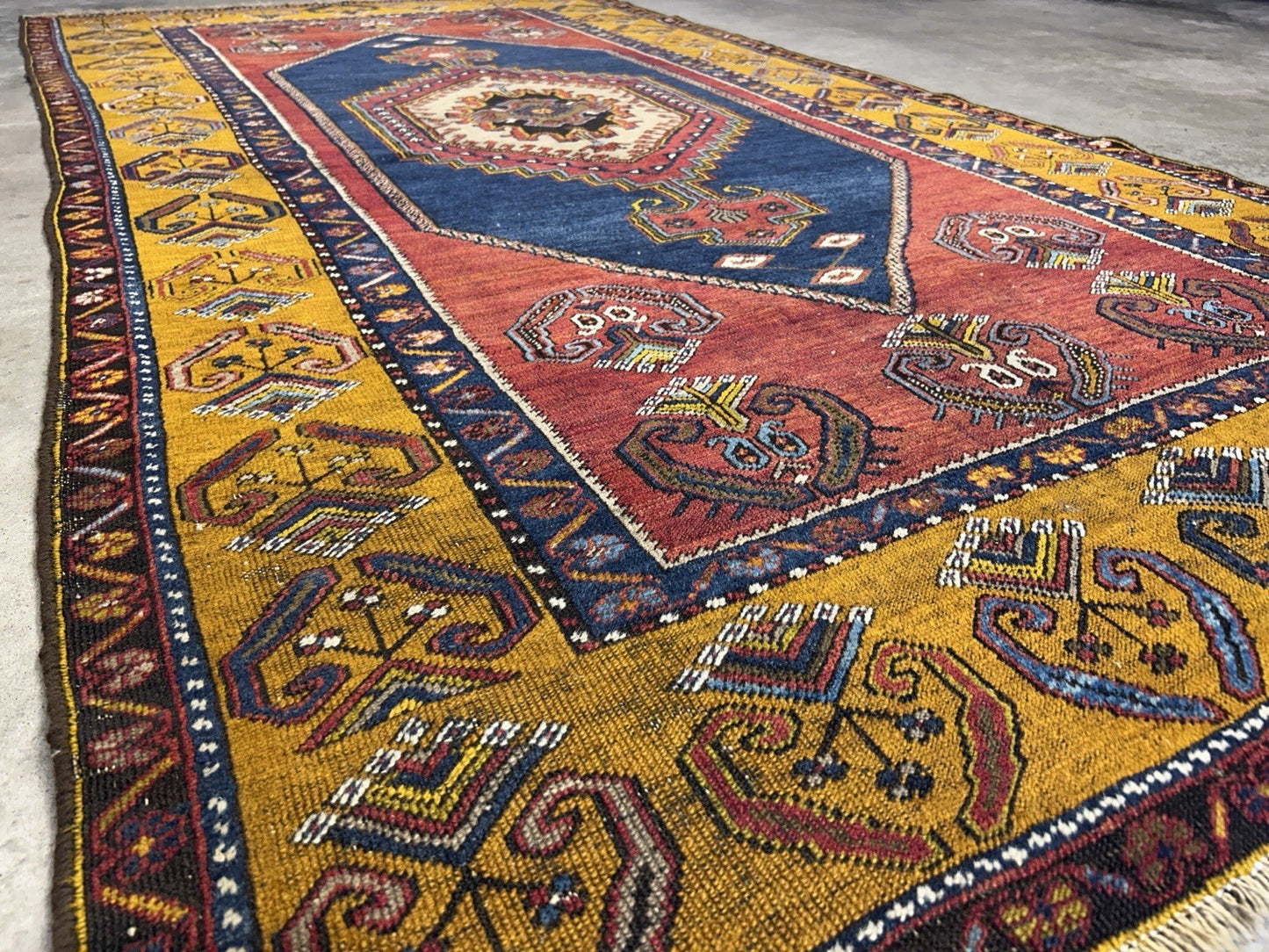 4'2"x8'1" Antique Hand-Knotted 100% Wool Pile Kazak Caucasian Area Rug - Carpet