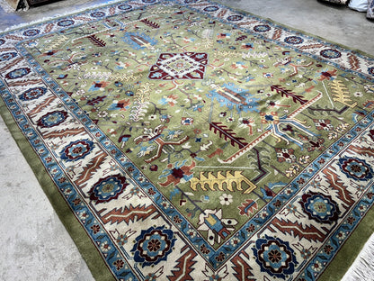 8'10"x11'8" Hand-Knotted 100% Wool Pile Oriental Rug