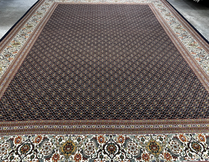 8'4"x11'2" Fine Hand-Knotted 100% Wool Pile Tabrize Fish Style Rug - Carpet