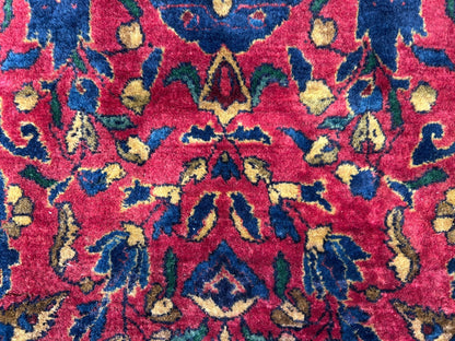 4'5"x6'6" Rare Antique Hand-Knotted 100% Wool Pile Sarouke Area Rug - Carpet