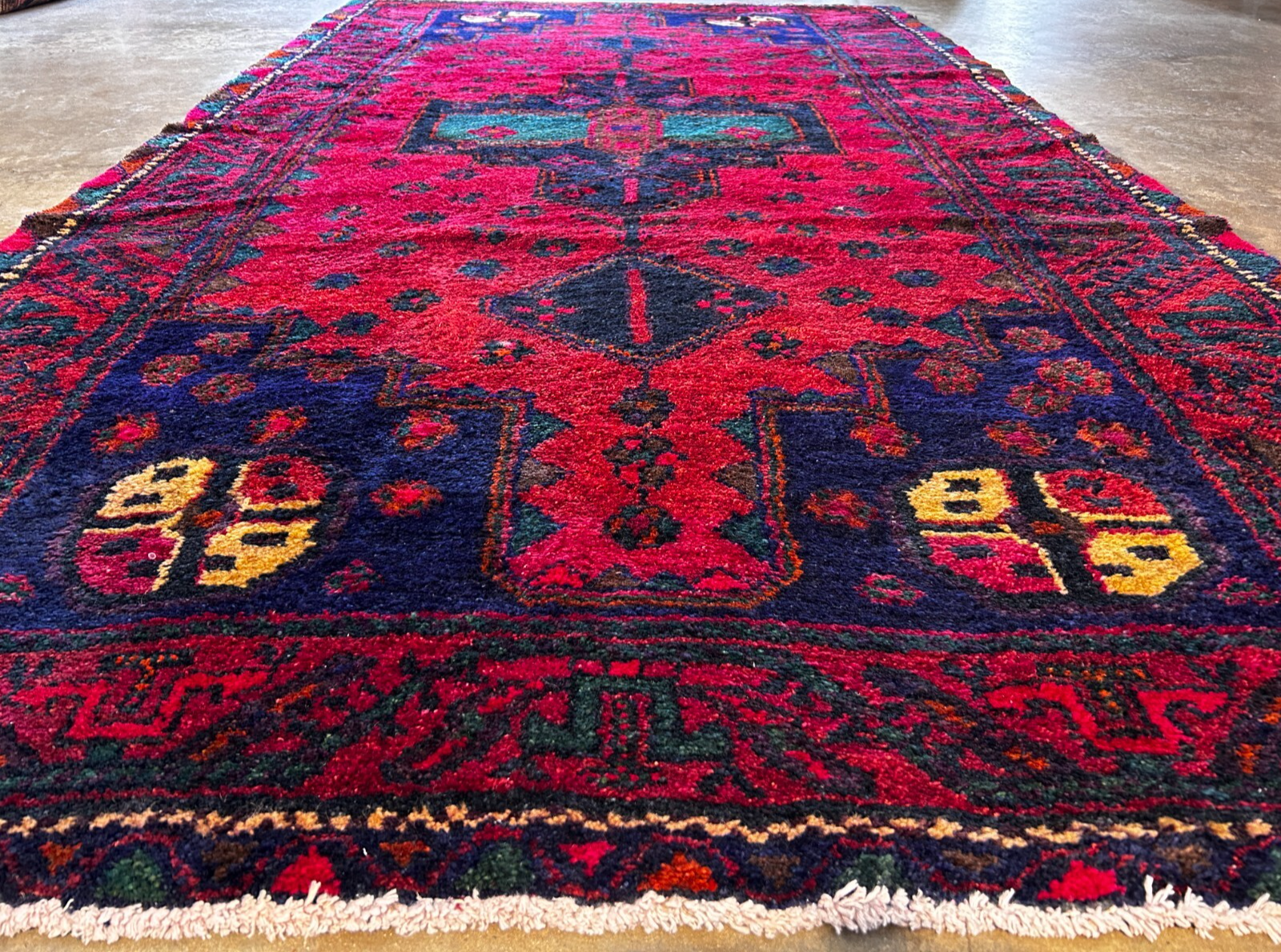 4'10" x 8'10" Hand-Knotted 100% Wool Pile Hamadane Area Rug - Carpet