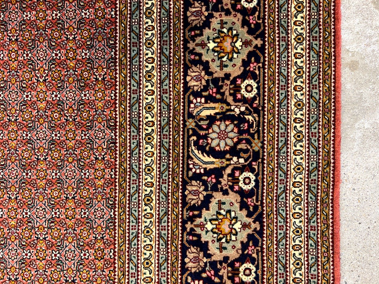 6'8"x10'1" Fine Hand-Knotted Wool & Silk Blend Tabrize Mahi Carpet - Area Rug