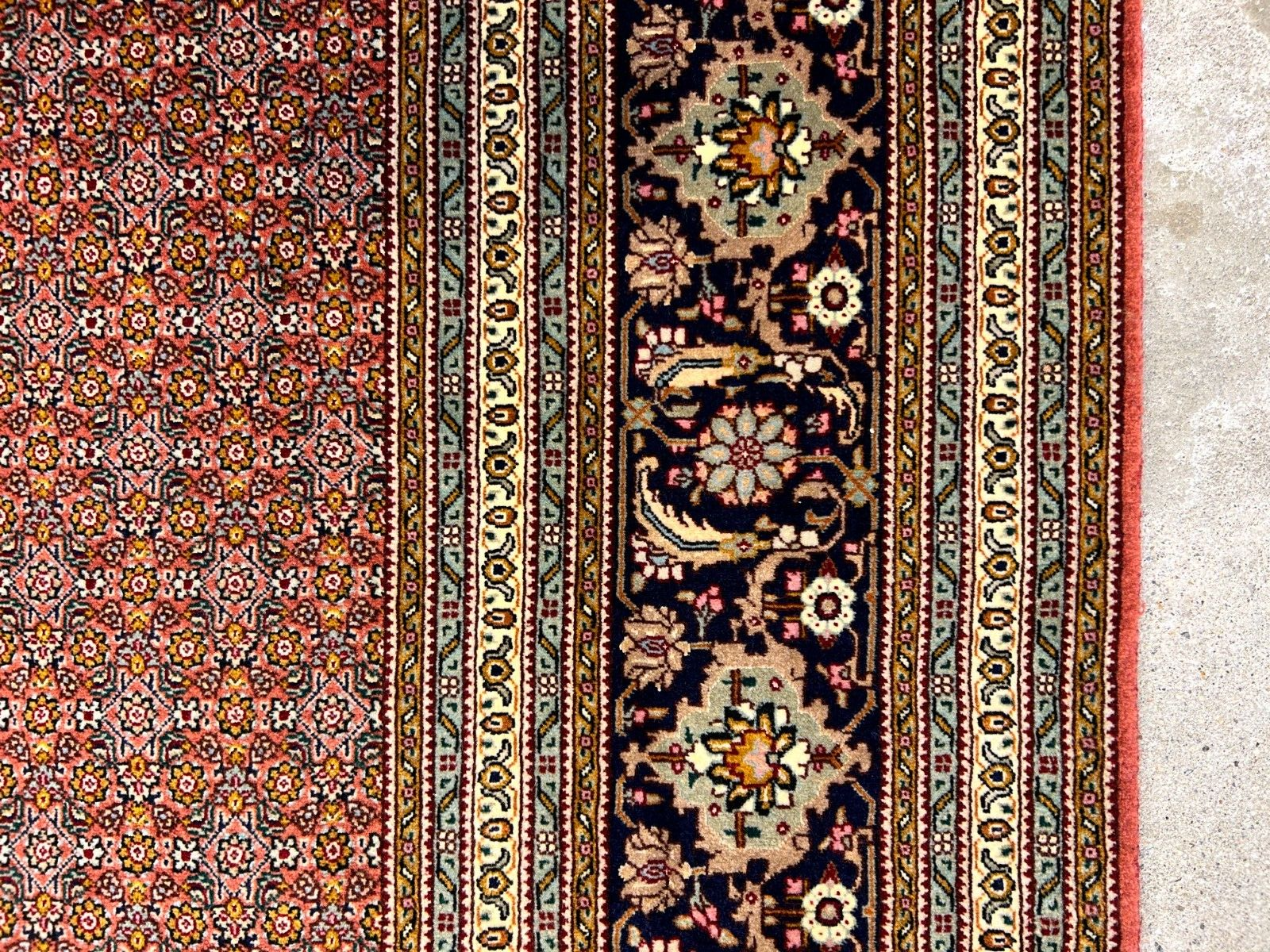 6'8"x10'1" Fine Hand-Knotted Wool & Silk Blend Tabrize Mahi Carpet - Area Rug