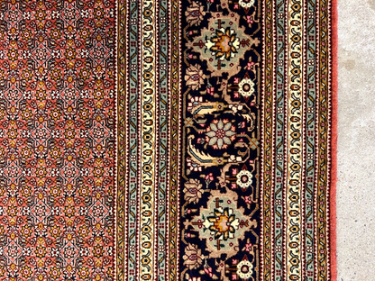 6'8"x10'1" Fine Hand-Knotted Wool & Silk Blend Tabrize Mahi Carpet - Area Rug