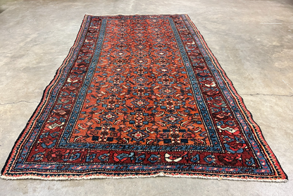 3'4"x6'2" Antique Hand-Knotted 100% Wool Pile Hamadane Area Rug - Carpet