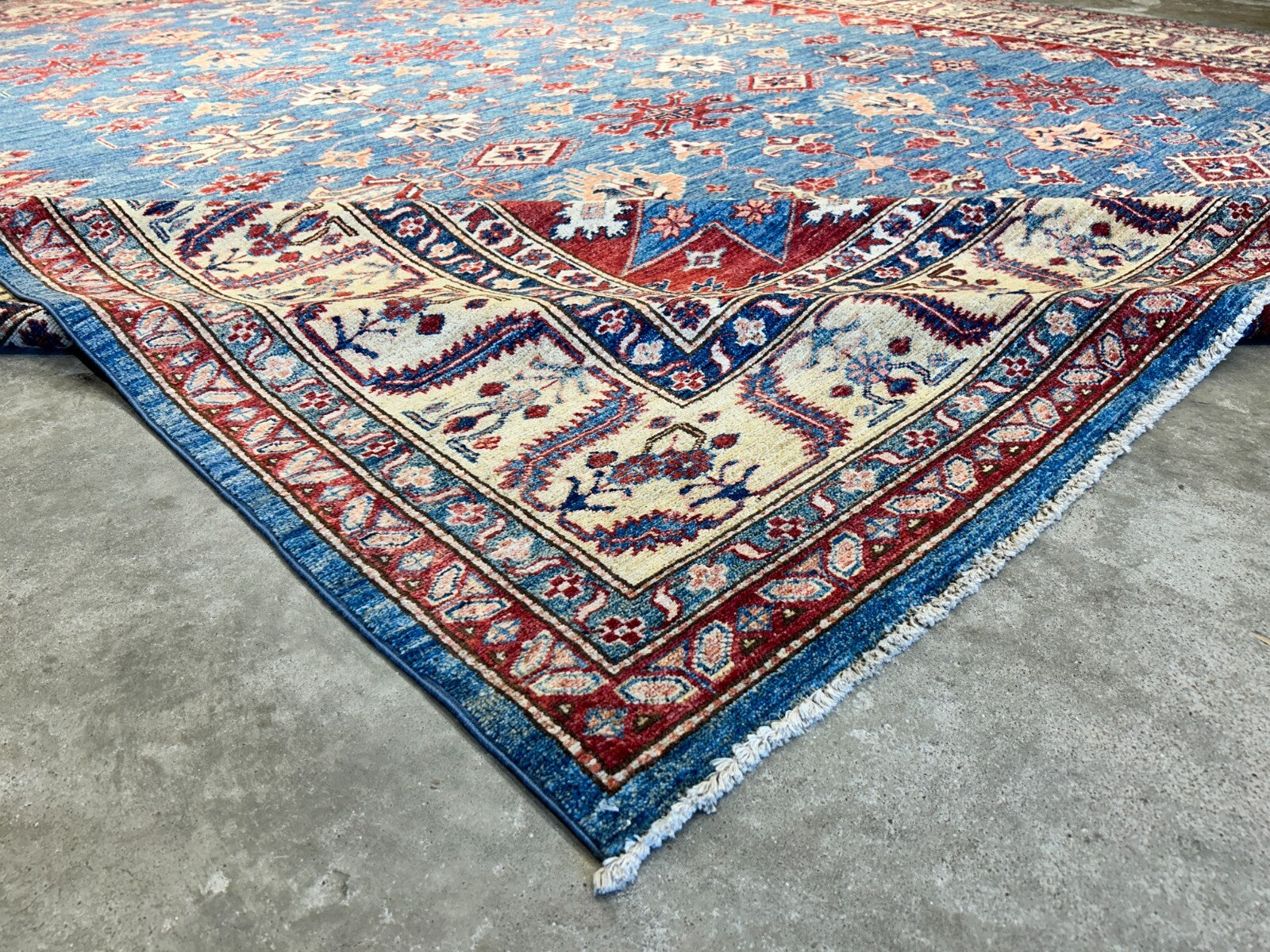 9'6"x11'7" Hand-Knotted 100% Wool Pile Kazak Design Carpet - Area Rug