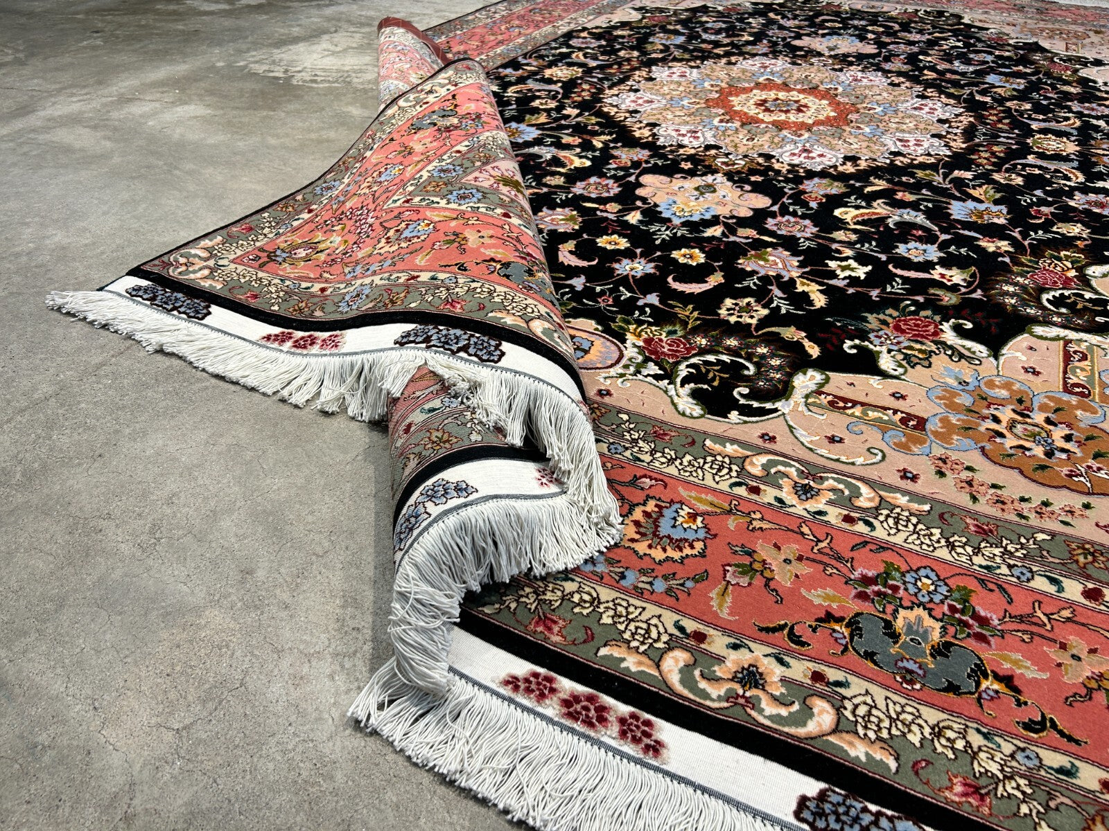 6'9"x10'5" Very Fine Hand-Knotted Wool & Silk Blend Tabrize Carpet - Area Rug