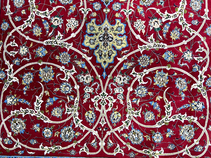 6'10"x10'4"Extra Fine Hand-Knotted Wool & Silk Isfahane Rug - Area Carpet