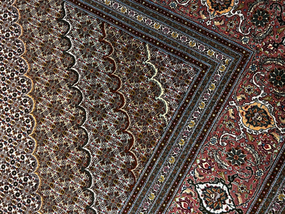 8'3"x11'1" Hand-Knotted Silk & Wool Tabrize Fish Style  Rug - Carpet