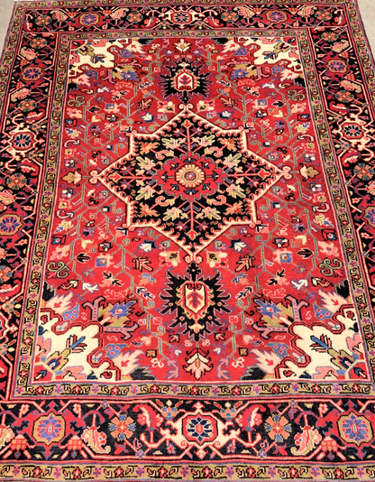 5'x6'2" Hand-Knotted 100% Wool Pile Herize Rug