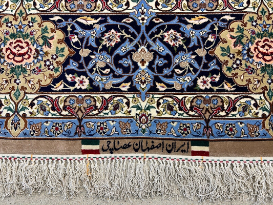 6'10"x10'4"Extra Fine Hand-Knotted Wool & Silk Isfahane Rug - Area Carpet