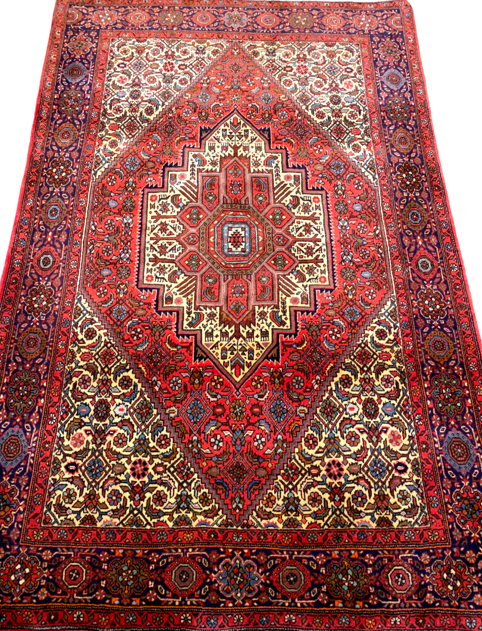 4'1"x6'3" Hand-Knotted 100% Wool Pile Bijare Gholtoghe Carpet - Area Rug