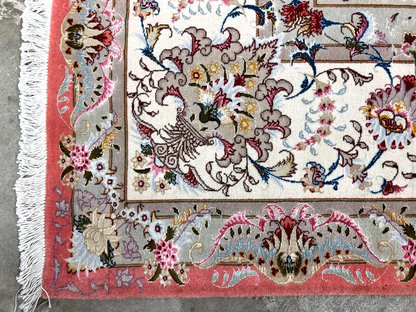 8'4"x12'3" Very Fine Hand-Knotted Wool & Silk Tabrize Rug