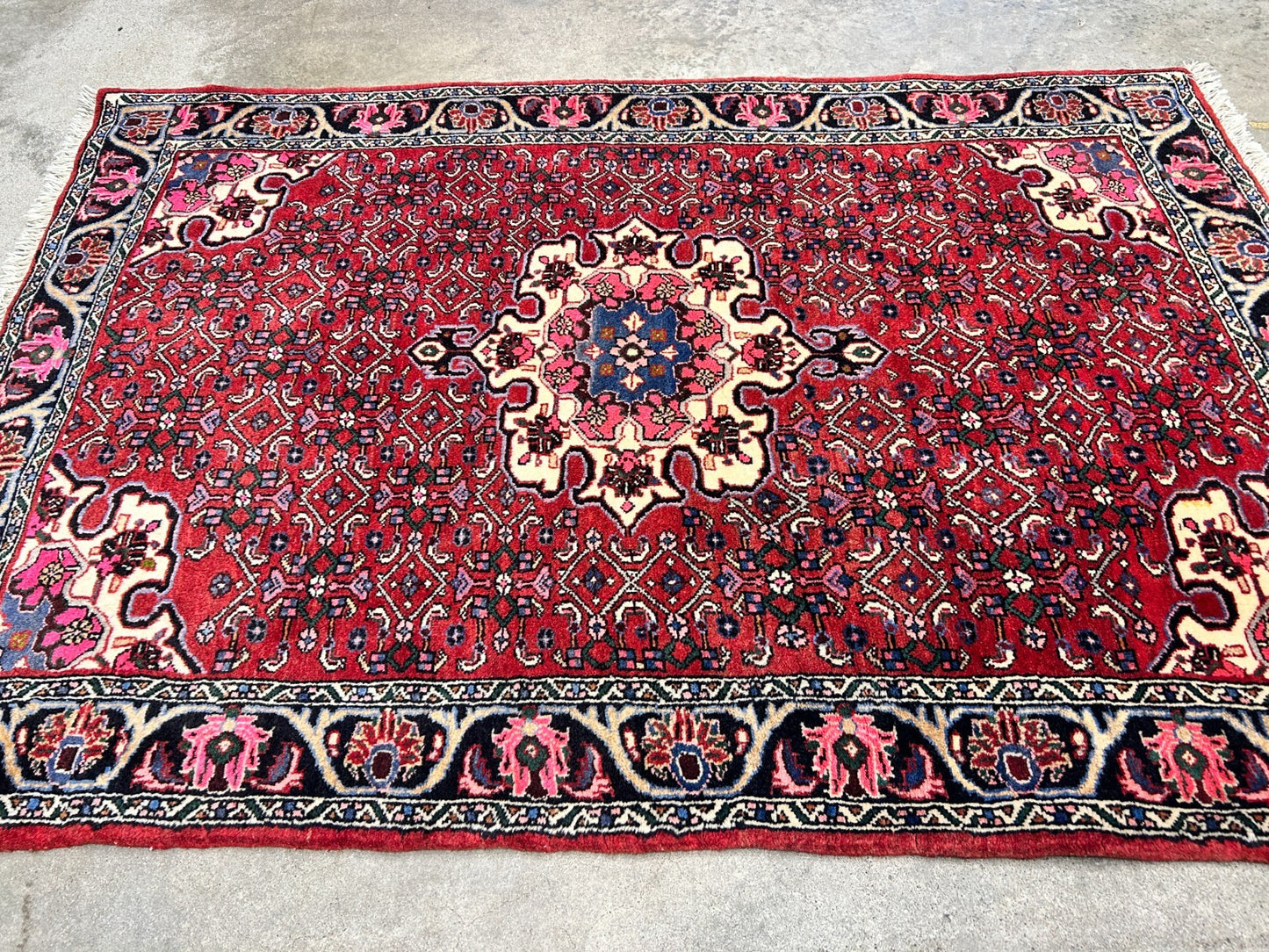 3'7"x5'3" Hand-Knotted 100% Wool Pile Persiane Tribal Bijare Rug