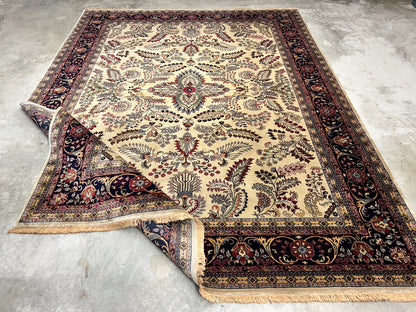 9'x12' Hand-Knotted 100% Lamb Wool Pile Sarouk Carpet - Area Rug