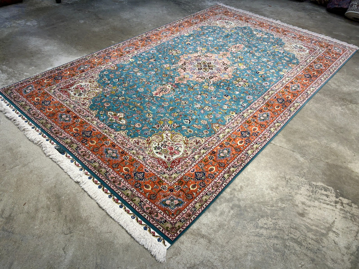 5'9"x9'5" Extra-Fine Hand-Knotted Wool & Silk Blend Tabrize Carpet - Area Rug