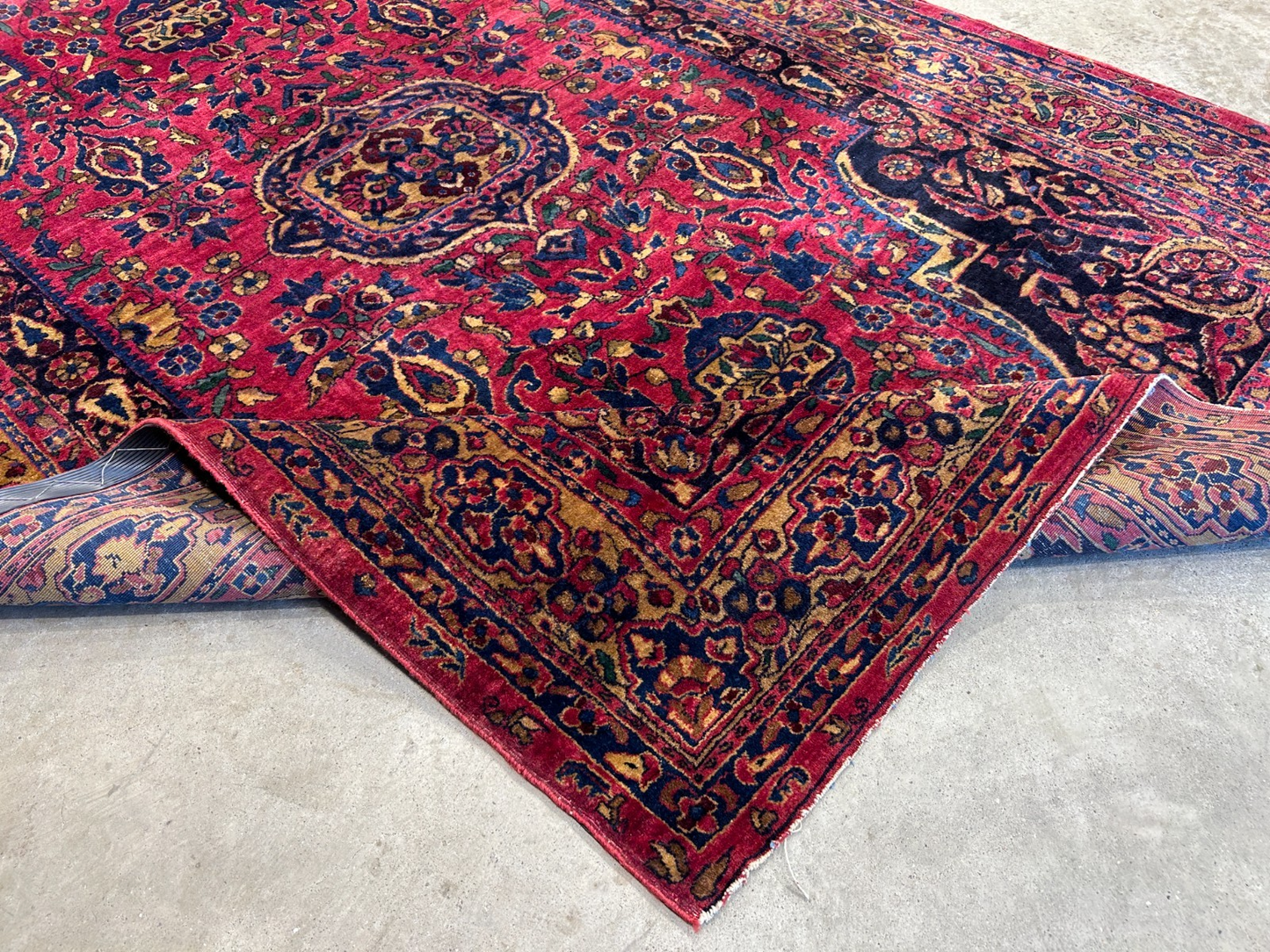 4'5"x6'6" Rare Antique Hand-Knotted 100% Wool Pile Sarouke Area Rug - Carpet