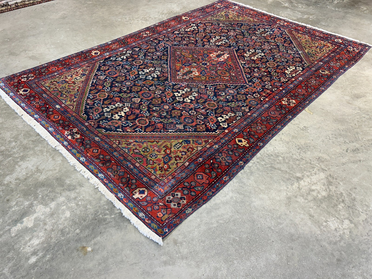 4'4"x6'6" Antique Hand-Knotted 100% Wool Pile Sennehe Area Rug - Carpet