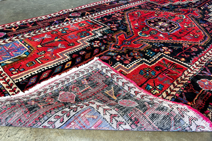 4'11" x 10'0" Hand-Knotted 100% Lamb Wool Pile Hamadane Area Rug - Carpet