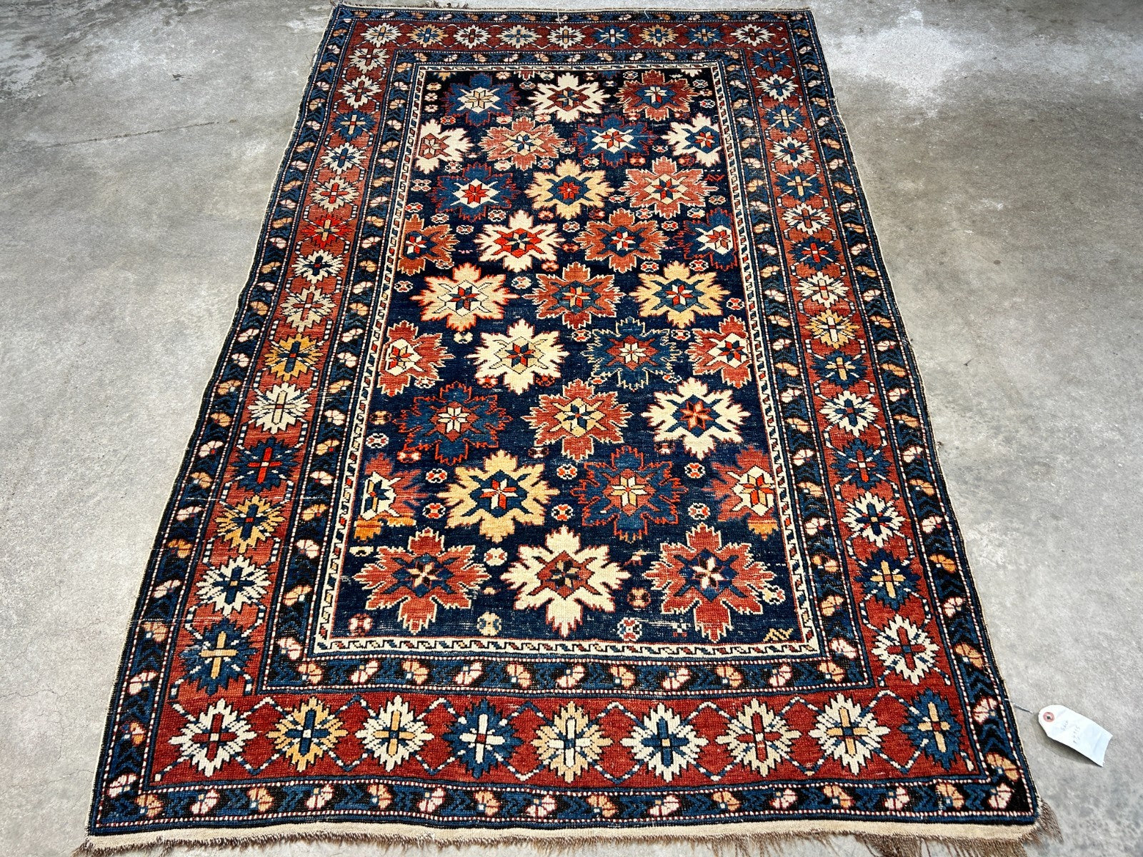 Collector Item -  4'x6'3" Antique Hand-Knotted 100% Wool Pile Kazak Rug